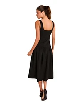 endless rose Women's Drop Waist Peplum Midi Dress