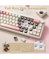 Yunzii B68 Wireless Mechanical Keyboard,Tri-Mode BT5.0/2.4GHz/Usb-c,Cute Pbt Keycaps,Hot Swappable Creamy Typing Gasket (Cocoa Cream V2 Switch)