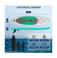 Free-Flow Welded Inflatable Stand-Up Paddle-Board with Double-Action Hand Pump, 3-Shaft Aluminum Paddle, Leash, Fin (Black)