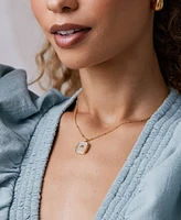 brook & york Gold Plated Cali Cultivated Pearl Short Pendant Locket Necklace