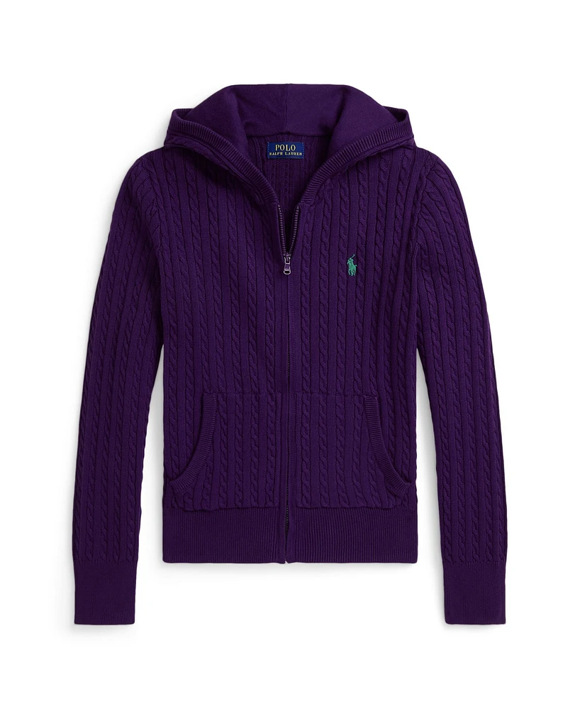 Mini-Cable Cotton Full-Zip Hoodie