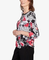 Alfred Dunner Women's Patchwork Diamond Floral Top