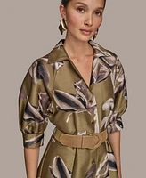 Donna Karan New York Women's Floral-Print A-Line Shirtdress