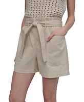 Dkny Jeans Women's Cotton Belted Paperbag-Waist Shorts