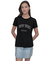 Dkny Jeans Women's New York Rhinestone Logo T-Shirt