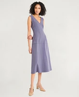 Luxely Women's Crepe V-Neck Sleeveless Midi Dress