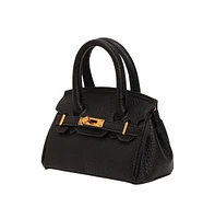 Women's The Mini Overlap Satchel Sling Bag With Pouch - Onyx Black