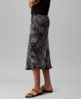 Calvin Klein Women's Printed Textured Satin Midi Skirt