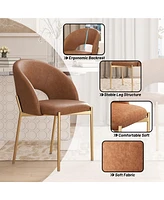Pu Dining Side Chair with Metal Legs (Set of 2)