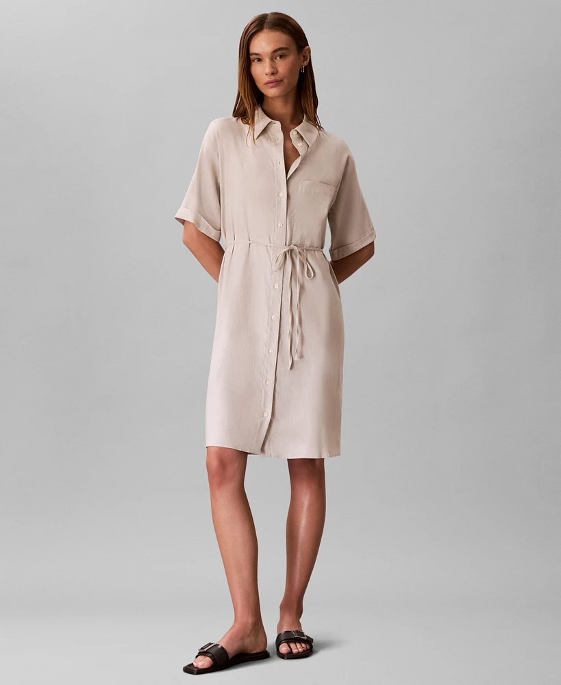 Calvin Klein Women's Tie-Waist Shirtdress