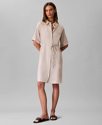 Calvin Klein Women's Tie-Waist Shirtdress