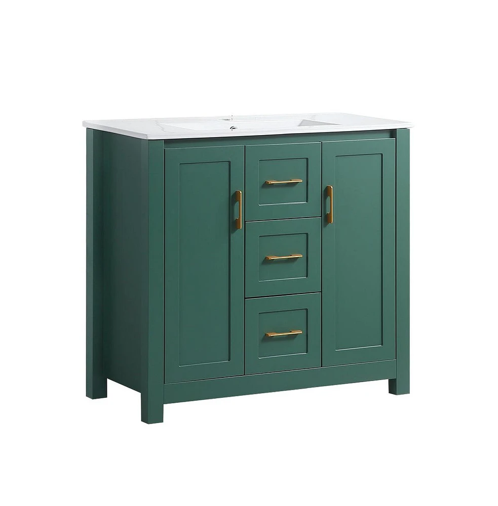 Csainc 36" Vanity w/ Undermount Sink, 2 Doors & 2 Drawers, Soft-Close, Compact Storage Combo