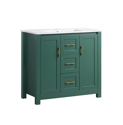 Csainc 36" Vanity w/ Undermount Sink, 2 Doors & 2 Drawers, Soft-Close, Compact Storage Combo