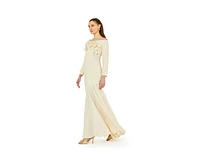 Amri Women's Off-The-Shoulder Floral Embellished Flary Gown