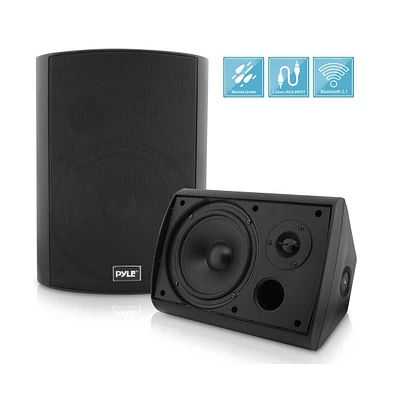 Pyle 6.5-Inch Wall Mount Waterproof Bluetooth Speaker System, Weather-Resistant, Built-In Amplifier, High-Power Sound, Black