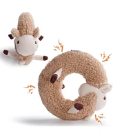 Fuzzwoof Alpaca Squeaky Plush Circle Dog Toy, Ultra-soft Fur with Built-in Ring Squeaker, Interactive Pet Toy for All Breeds Sizes.
