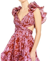 Mac Duggal Women's Ruffle Tiered Cut-Out Chiffon Dress