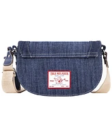True Religion Studded Horseshoe Denim Flap Bag