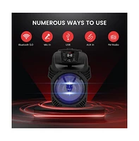 Pyle 400W Portable Bluetooth Pa Loudspeaker, 8" Subwoofer, Usb/MP3/Fm Radio, Led Lights, Rechargeable Battery, Remote