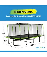 Plexalife - Mega 10' X 17' Gymnastics Style, Rectangular Trampoline Set with Premium Top-Ring Enclosure System - Green/Black