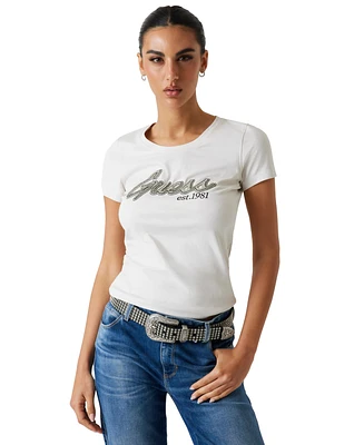 Guess Women's Embellished Logo Short-Sleeve T-Shirt