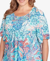 Ruby Rd. Plus Embellished Layered Paisley Top