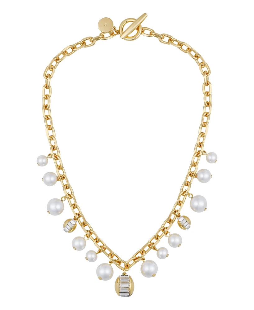 Vince Camuto Cultivated Pearl Chain Link Toggle Necklace