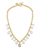 Vince Camuto Cultivated Pearl Chain Link Toggle Necklace