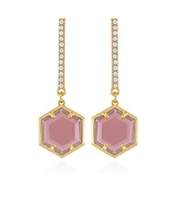 Vince Camuto Gold Tone Hexagon Pave Bar Drop Earrings