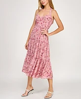 Trixxi Juniors' Printed Sleeveless Halter Midi Dress