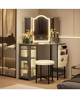 Vlsrka Vanity Makeup Desk with Mirror and Lights