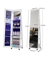 Vlsrka Led Jewelry Mirror Cabinet with Lights, Lock, and Rotating Function
