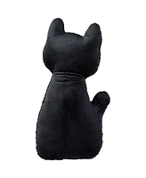 Glitzhome Halloween Hooked Skeleton Cat Shaped Pillow, 9" x 4"