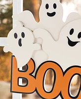 Glitzhome 14" Halloween Wooden Ghost Boo Door Hanger
