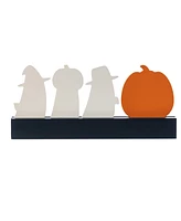 Glitzhome 5.25" Halloween Wooden Trick or Treat Pumpkin Ghosts Table Decor