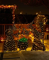 Glitzhome Lighted Halloween Witches with Cauldron Outdoor Decor with Warm White Led Lights, Set of 3