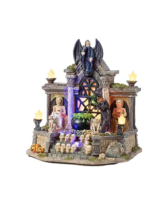 Glitzhome 9.75" Lighted Resin Halloween Haunted House Village