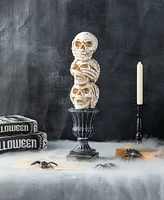 Glitzhome 18" Halloween Resin Stacked Skull Table Decor