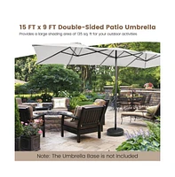15 Feet Double-Sized Patio Umbrella with Crank Handle and Vented Tops