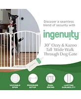 Ozzy & Kazoo 30 Inch Tall Wide Walk Through Dog Gate For Doorways and Stairways