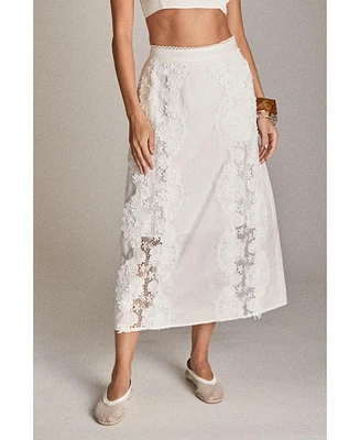 English Factory Women's Lace trimed midi skirt