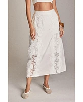 English Factory Women's Lace trimed midi skirt