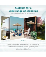 Flynama 9 foot outdoor patio umbrella with button tilt and crank, Outdoor patio/market table umbrella Uv protected and waterproof, khaki