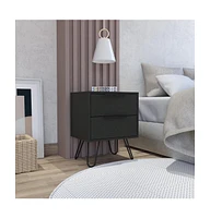 Slickblue Two Drawer Nightstand Faux Wood Finish for Bedside or Living Room