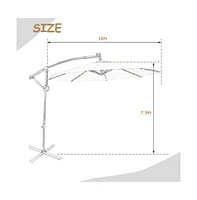 10 Feet 360° Rotation Solar Powered Led Patio Offset Umbrella without Weight Base