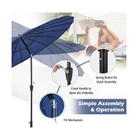 9 Feet Round Patio Umbrella with 18 Fiberglass Ribs