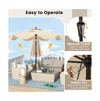 9 feet Patio Umbrella with Crank Handle and Push Button Tilt