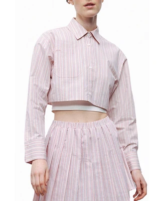 Nocturne Women's Striped Crop Shirt