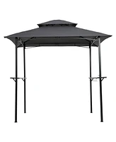 Flynama 8x5Ft Grill Gazebo Replacement Canopy,Double Tiered Bbq Tent Roof Top Cover