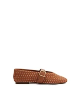 Schutz Women's Eiza Shine Studded Suede Buckle Flats